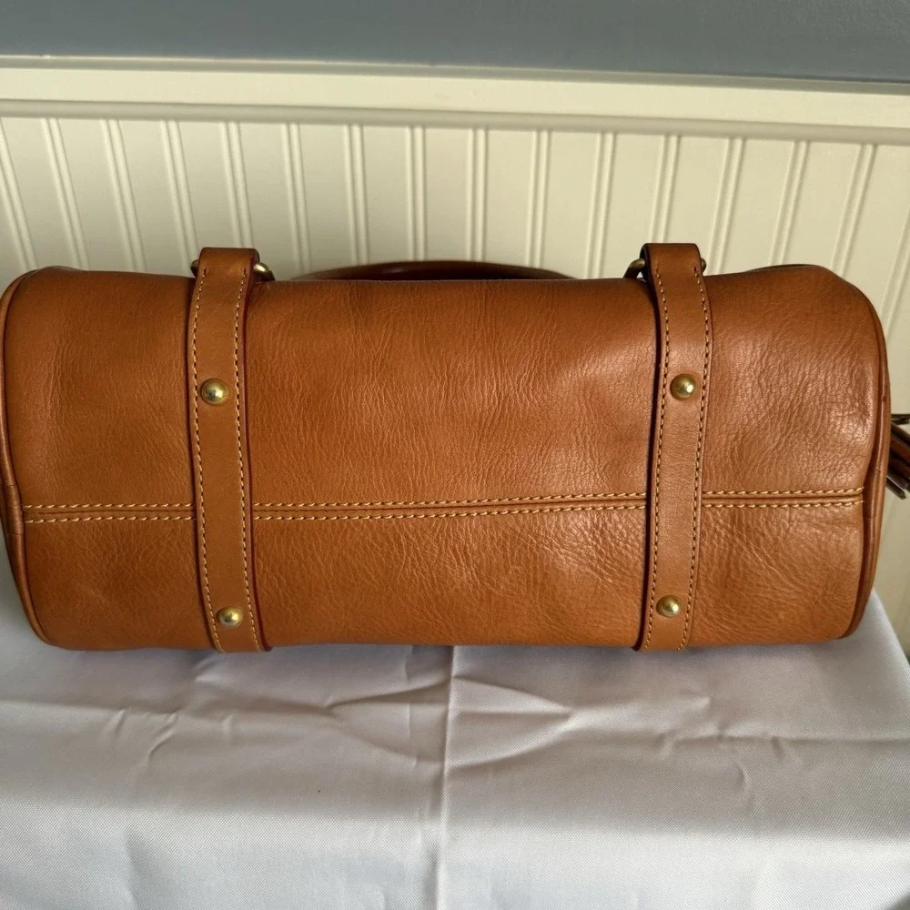 Dooney & Bourke Medium Natural Brown Florentine Leather Satchel  Bag Purse EUC